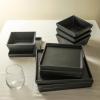 imageStone Lain 24 Pieces Stoneware Square Dinnerware Set Black MatteBlack