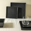 imageStone Lain 24 Pieces Stoneware Square Dinnerware Set Black MatteBlack