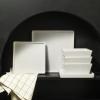 imageStone Lain 24 Pieces Stoneware Square Dinnerware Set Black MatteWhite