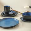 imageStone Lain Albie 32Piece Dinnerware Set Stoneware White SpeckledBlue and Black