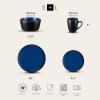 imageStone Lain Albie 32Piece Dinnerware Set Stoneware White SpeckledBlue and Black