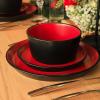 imageStone Lain Albie 32Piece Dinnerware Set Stoneware White SpeckledRed and Black