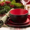 imageStone Lain Albie 32Piece Dinnerware Set Stoneware White SpeckledRed and Black