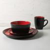 imageStone Lain Albie 32Piece Dinnerware Set Stoneware White SpeckledRed and Black