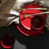 imageStone Lain Albie 32Piece Dinnerware Set Stoneware White SpeckledRed and Black