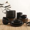 imageStone Lain Brasa Modern Stoneware 32 Piece Dinnerware Sets Plates and bowls Sets Dish Set for 8 GreenBlack