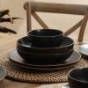 imageStone Lain Brasa Modern Stoneware 32 Piece Dinnerware Sets Plates and bowls Sets Dish Set for 8 GreenBlack
