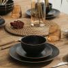 imageStone Lain Brasa Modern Stoneware 32 Piece Dinnerware Sets Plates and bowls Sets Dish Set for 8 GreenBlack
