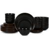 imageStone Lain Brasa Modern Stoneware 32 Piece Dinnerware Sets Plates and bowls Sets Dish Set for 8 GreenBlack