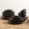 imageStone Lain Brasa Modern Stoneware 32 Piece Dinnerware Sets Plates and bowls Sets Dish Set for 8 GreenBlack