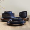 imageStone Lain Brasa Modern Stoneware 32 Piece Dinnerware Sets Plates and bowls Sets Dish Set for 8 GreenBlue