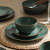 imageStone Lain Brasa Modern Stoneware 32 Piece Dinnerware Sets Plates and bowls Sets Dish Set for 8 GreenGreen