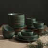 imageStone Lain Brasa Modern Stoneware 32 Piece Dinnerware Sets Plates and bowls Sets Dish Set for 8 GreenGreen