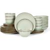 imageStone Lain Brasa Modern Stoneware 32 Piece Dinnerware Sets Plates and bowls Sets Dish Set for 8 GreenLight Green