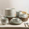 imageStone Lain Brasa Modern Stoneware 32 Piece Dinnerware Sets Plates and bowls Sets Dish Set for 8 GreenLight Green