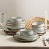 imageStone Lain Brasa Modern Stoneware 32 Piece Dinnerware Sets Plates and bowls Sets Dish Set for 8 GreenLight Green