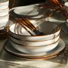 imageStone Lain Brasa Modern Stoneware 32 Piece Dinnerware Sets Plates and bowls Sets Dish Set for 8 GreenWhite