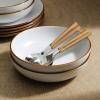 imageStone Lain Brasa Modern Stoneware 32 Piece Dinnerware Sets Plates and bowls Sets Dish Set for 8 GreenWhite