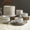 imageStone Lain Brasa Modern Stoneware 32 Piece Dinnerware Sets Plates and bowls Sets Dish Set for 8 GreenWhite