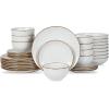 imageStone Lain Brasa Modern Stoneware 32 Piece Dinnerware Sets Plates and bowls Sets Dish Set for 8 GreenWhite