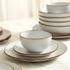 imageStone Lain Brasa Modern Stoneware 32 Piece Dinnerware Sets Plates and bowls Sets Dish Set for 8 GreenWhite