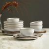 imageStone Lain Brasa Modern Stoneware 32 Piece Dinnerware Sets Plates and bowls Sets Dish Set for 8 GreenWhite