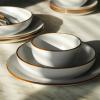 imageStone Lain Brasa Modern Stoneware 32 Piece Dinnerware Sets Plates and bowls Sets Dish Set for 8 GreenWhite