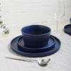 imageStone Lain Celina Modern Stoneware 24Piece Dinnerware Set Dinner and Salad Plates Soup Bowls Dish set for 8 BlueBlue