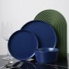 imageStone Lain Celina Modern Stoneware 24Piece Dinnerware Set Dinner and Salad Plates Soup Bowls Dish set for 8 BlueBlue