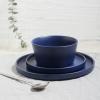 imageStone Lain Celina Modern Stoneware 24Piece Dinnerware Set Dinner and Salad Plates Soup Bowls Dish set for 8 BlueBlue
