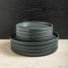 imageStone Lain Celina Modern Stoneware 24Piece Dinnerware Set Dinner and Salad Plates Soup Bowls Dish set for 8 BlueGray Matte