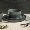 imageStone Lain Celina Modern Stoneware 24Piece Dinnerware Set Dinner and Salad Plates Soup Bowls Dish set for 8 BlueGray Matte