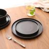 imageStone Lain Celina Modern Stoneware 24Piece Dinnerware Set Dinner and Salad Plates Soup Bowls Dish set for 8 BlueMatte Black