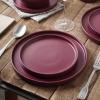 imageStone Lain Celina Modern Stoneware 24Piece Dinnerware Set Dinner and Salad Plates Soup Bowls Dish set for 8 BluePurple
