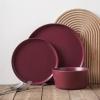 imageStone Lain Celina Modern Stoneware 24Piece Dinnerware Set Dinner and Salad Plates Soup Bowls Dish set for 8 BluePurple