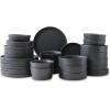 imageStone Lain Celina Stoneware 32Piece Dinnerware Set Cereal and Dinner Bowls GreyGray Matte
