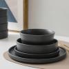 imageStone Lain Celina Stoneware 32Piece Dinnerware Set Cereal and Dinner Bowls GreyGray Matte