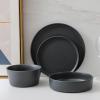 imageStone Lain Celina Stoneware 32Piece Dinnerware Set Cereal and Dinner Bowls GreyGray Matte