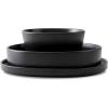 imageStone Lain Celina Stoneware 32Piece Dinnerware Set Cereal and Dinner Bowls GreyMatte Black