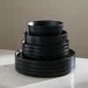 imageStone Lain Celina Stoneware 32Piece Dinnerware Set Cereal and Dinner Bowls GreyMatte Black
