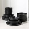 imageStone Lain Celina Stoneware 32Piece Dinnerware Set Cereal and Dinner Bowls GreyMatte Black