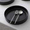 imageStone Lain Celina Stoneware 32Piece Dinnerware Set Cereal and Dinner Bowls GreyMatte Black