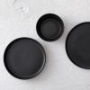 imageStone Lain Celina Stoneware 32Piece Dinnerware Set Cereal and Dinner Bowls GreyMatte Black
