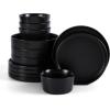 imageStone Lain Celina Stoneware 32Piece Dinnerware Set Cereal and Dinner Bowls GreyMatte Black