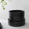 imageStone Lain Celina Stoneware 32Piece Dinnerware Set Cereal and Dinner Bowls GreyMatte Black