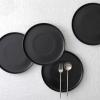 imageStone Lain Celina Stoneware 32Piece Dinnerware Set Cereal and Dinner Bowls GreyMatte Black