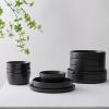 imageStone Lain Celina Stoneware 32Piece Dinnerware Set Cereal and Dinner Bowls GreyMatte Black