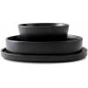 imageStone Lain Celina Stoneware 32Piece Dinnerware Set Cereal and Dinner Bowls GreyMatte Black