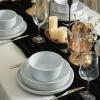 imageStone Lain Celina Stoneware 32Piece Dinnerware Set Cereal and Dinner Bowls GreyWhite