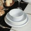 imageStone Lain Celina Stoneware 32Piece Dinnerware Set Cereal and Dinner Bowls GreyWhite